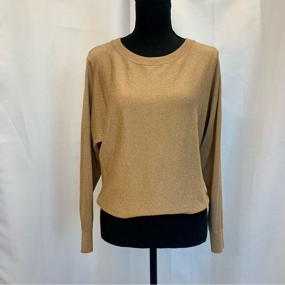 I.n.c. International concepts Metallic glitter gold Long sleeve crewneck sweater - Picture 10 of 10